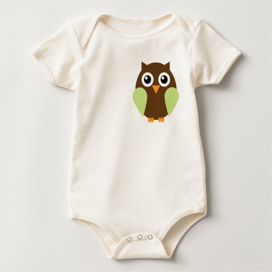 Green Owl Baby Bodysuit