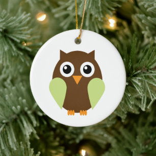 Green Owl Ceramic Tree Decoration