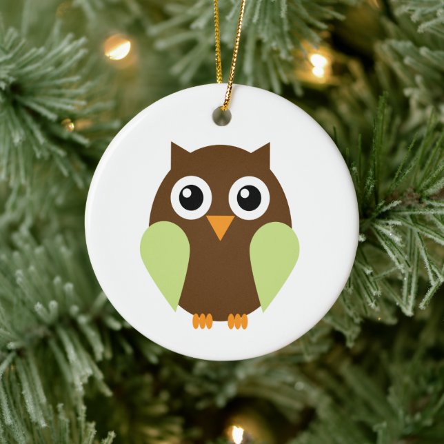 Green Owl Ceramic Tree Decoration (Tree)
