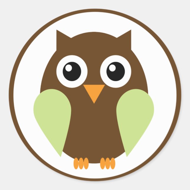 Green Owl Classic Round Sticker (Front)
