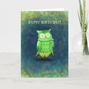 Green Owl Greeting Card(customisable) Card