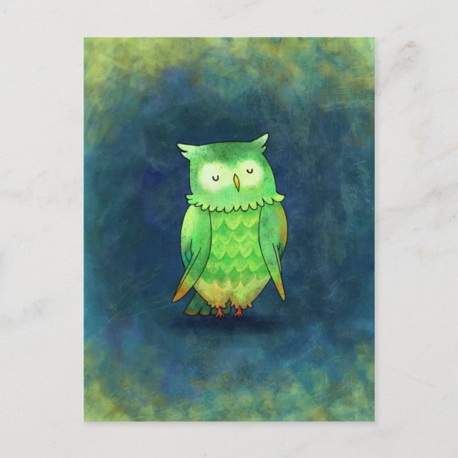 Green Owl Postcard (Front)