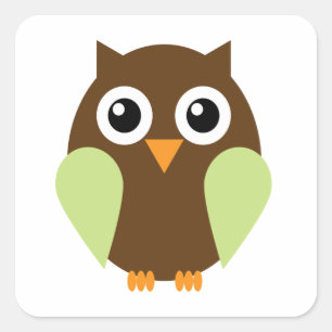 Green Owl Square Sticker