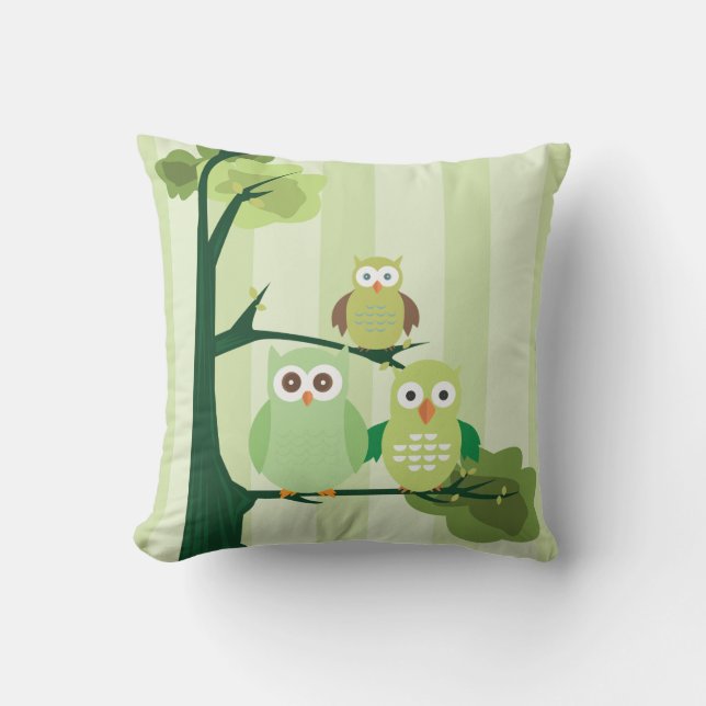 Green Owls Cushion (Front)