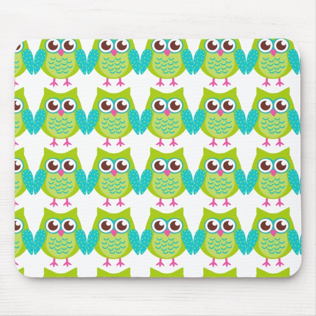 Green Owls Gift Mouse Mat (Front)