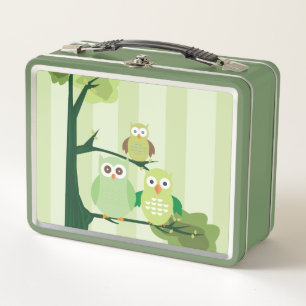 Green Owls   Metal Lunch Box