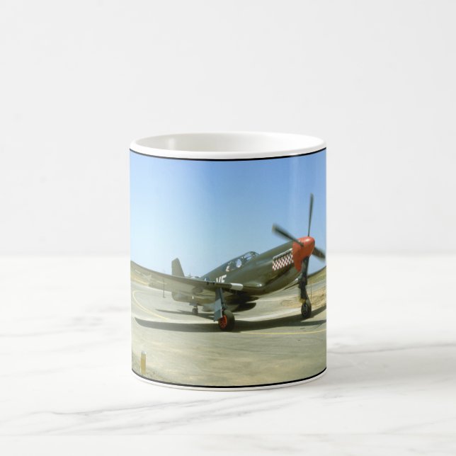 Green P51 Mustang Taxiing_WWII Planes Coffee Mug (Center)