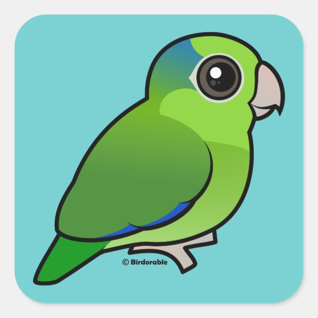 Green Pacific Parrotlet Square Sticker (Front)