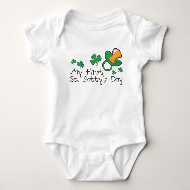 Green Pacifier and Shamrocks Baby Bodysuit (Front)