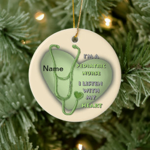 Green Paediatrics Nurse  Ceramic Tree Decoration