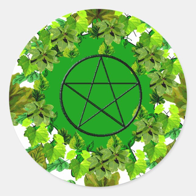 Green Pagan Classic Round Sticker (Front)