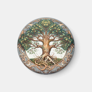 Green Pagan Tree of Life Magnet