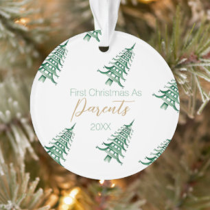 Green  Pagoda Christmas Tree "First Christmas as" Ornament