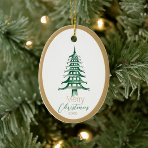 Green Pagoda Christmas Tree Ornament