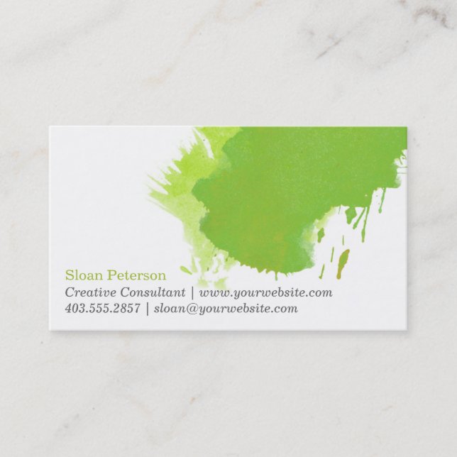 Green Paint Smudge Business Card (Front)