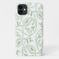 "Green Paisley" Aesthetic Floral Pattern Phone 