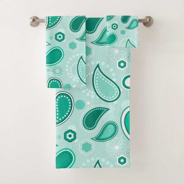 green paisley bath towel set (Insitu)