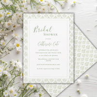 Green Paisley Minimalist Vintage Bridal Shower