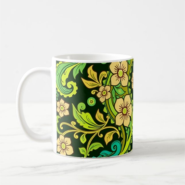 Green Paisley Pattern Coffee Mug (Left)