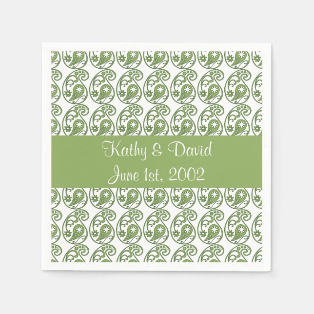 Green Paisley (Wedding) Napkin (Front)