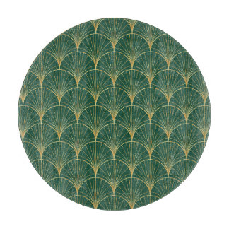 Green Palm Leaf Art Deco Cutting Board