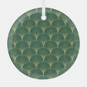Green Palm Leaf Art Deco Glass Tree Decoration