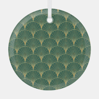 Green Palm Leaf Art Deco Glass Tree Decoration