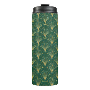 Green Palm Leaf Art Deco Thermal Tumbler