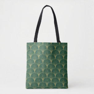 Green Palm Leaf Art Deco Tote Bag