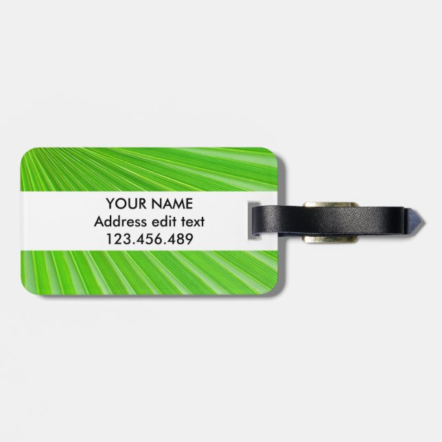 Green palm leaf background luggage tag (Back Horizontal)