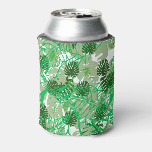 Green Palm Leaf pattern Can Cooler