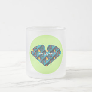 Green Palm Leaf Pattern Frosted Glass Coffee Mug