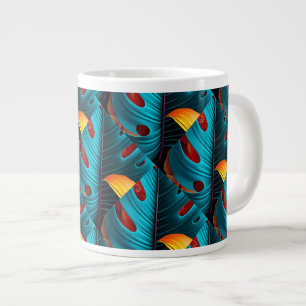 Green Palm Leaf Pattern Large Coffee Mug