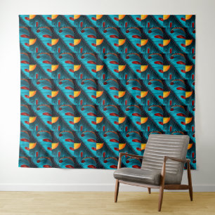Green Palm Leaf Pattern Tapestry