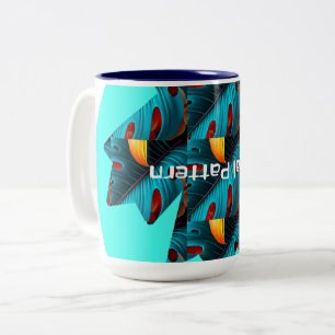 Green Palm Leaf Pattern Two-Tone Coffee Mug