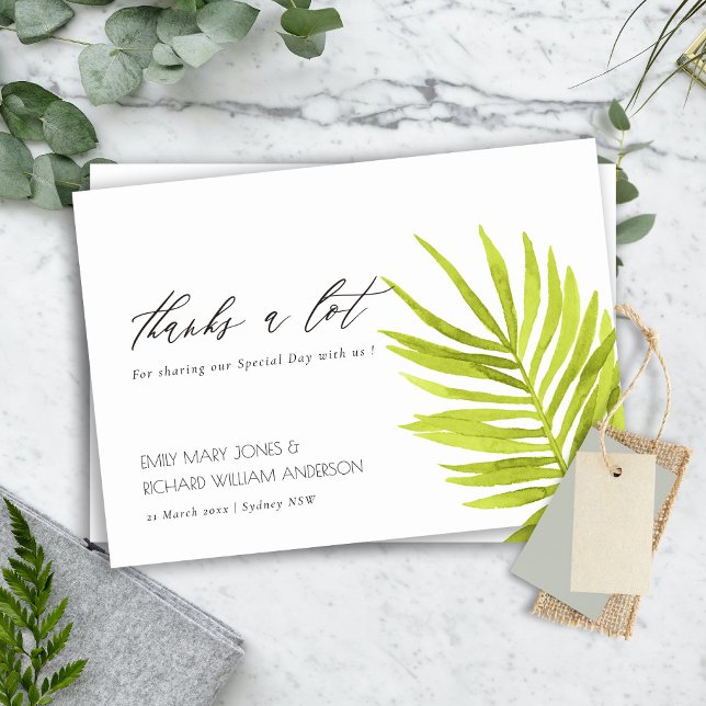 GREEN PALM LEAF WATERCOLOUR FOLIAGE THANK YOU (Creator Uploaded)