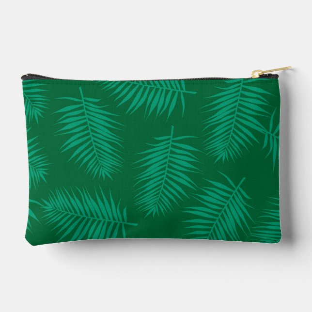 Green Palm Leaves Accessory Pouch (Back)