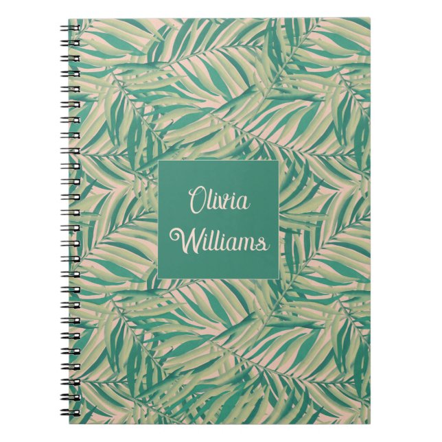Green Palm Leaves Aesthetic Notebook (Front)