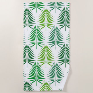 Green palm leaves botanical pattern Towel