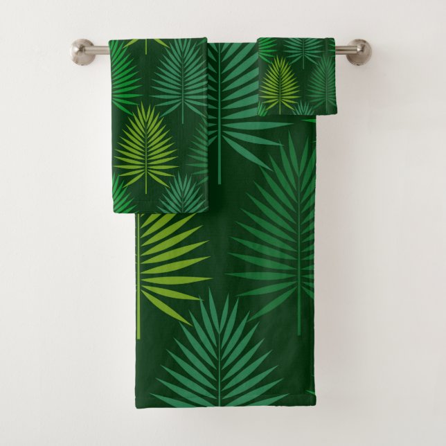 Green palm leaves botanical pattern Towel (Insitu)