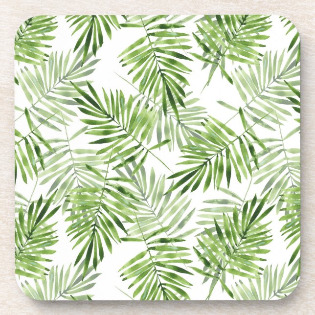 Green Palm Leaves Coaster (Front)