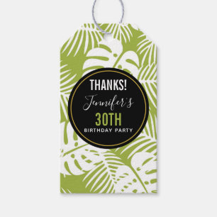 Green Palm Leaves Jungle Pattern Birthday Thanks Gift Tags