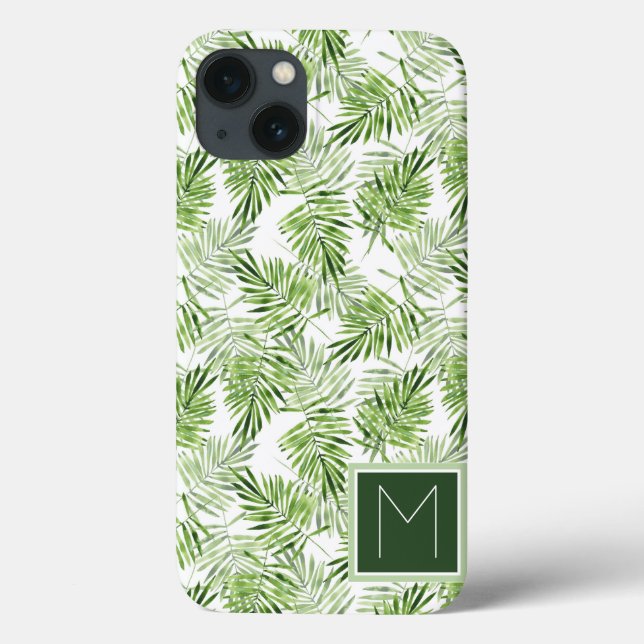 Green Palm Leaves | Monogram Case-Mate iPhone Case (Back)