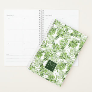 Green Palm Leaves Monogram Planner