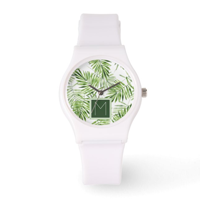 Green Palm Leaves | Monogram Watch (Front)