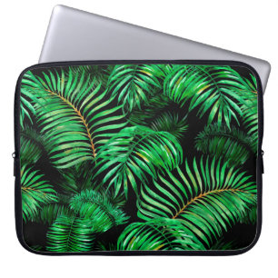 Green palm leaves pattern laptop sleeve