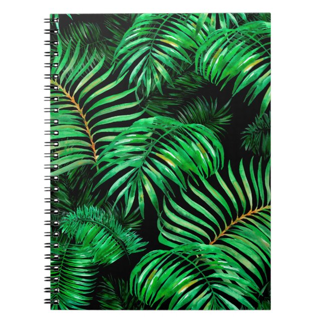 Green palm leaves pattern notebook (Front)