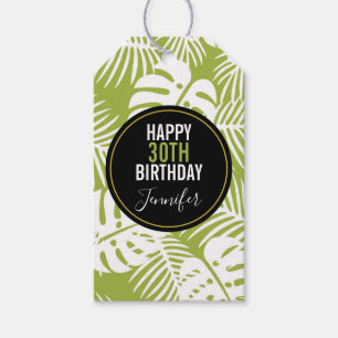 Green Palm Leaves Rainforest Pattern Birthday Gift Tags