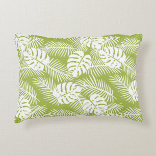 Green Palm Leaves Rainforest Pattern Decorative Cushion