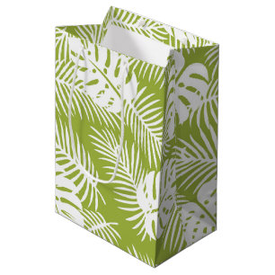 Green Palm Leaves Rainforest Pattern Medium Gift Bag